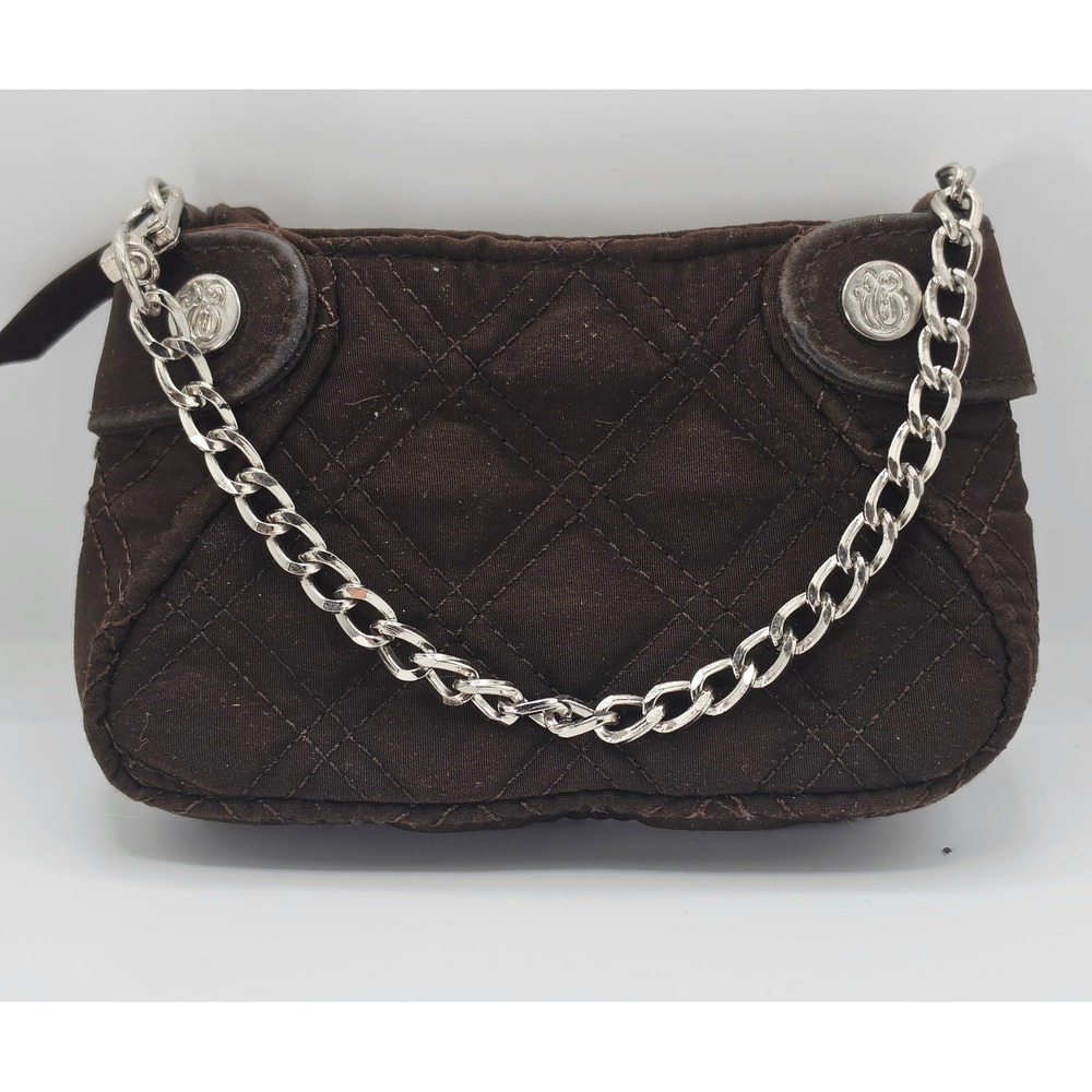 Vera Bradley Mini Quilted Microfiber Bag Brown Chain Strap Wristlet Clutch